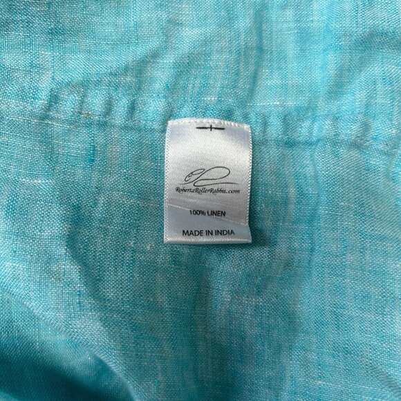 Roberta Roller Rabbit Womens Blue Linen Blouse Sz Medium Button-Down Long Sleeve - Picture 4 of 9